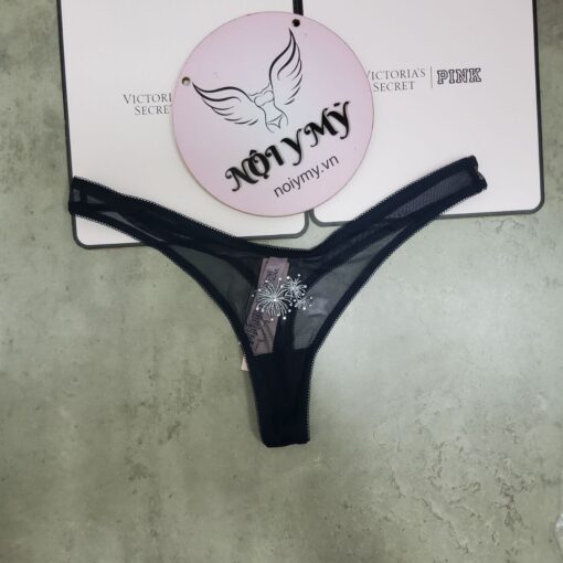 Quần lót Victoria Secret lọt khe ren lưới màu xanh đen hoạ tiết 420360qd7