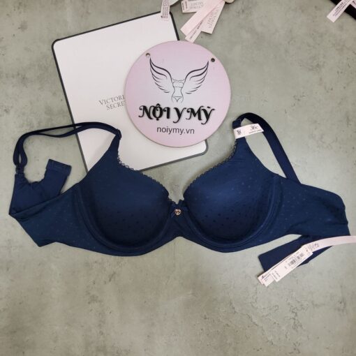 Áo lót Victoria Secret nửa ngực không nâng mút mỏng thun lạnh màu xanh dương đậm chấm bi 423592qd2 (Sao chép)