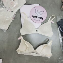 Áo lót Victoria Secret không nâng không gọng mút mỏng thun cotton màu kem vân xám 423833ser (Sao chép)