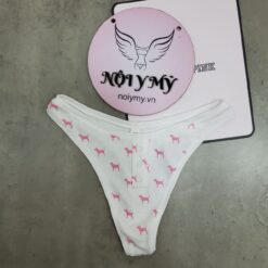 Quần lót Pink lọt khe thun cotton gân màu trắng hoạ tiết 425312qfq (Sao chép)