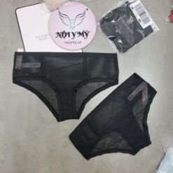 Quần lót Victoria Secret nửa mông ren lưới không viền màu đen 426135qb4