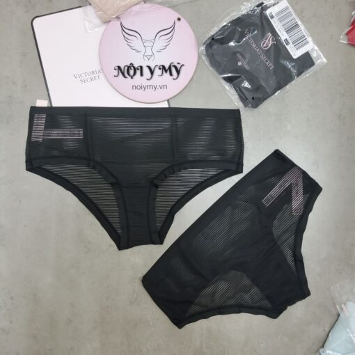 Quần lót Victoria Secret nửa mông ren lưới không viền màu đen 426135qb4