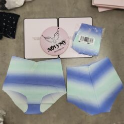 Quần lót Victoria Secret nguyên mông lưng cao thun lạnh không viền màu xanh loang màu 426136sge