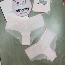 Quần lót Victoria Secret nửa mông thun lạnh không viền phía sau ren lưới màu hồng nhạt 428738qas