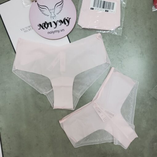 Quần lót Victoria Secret nửa mông thun lạnh không viền phía sau ren lưới màu hồng nhạt 428738qas (Sao chép)