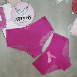 Quần lót Victoria Secret nửa mông thun lạnh không viền phía sau ren lưới màu hồng sen 428738qax