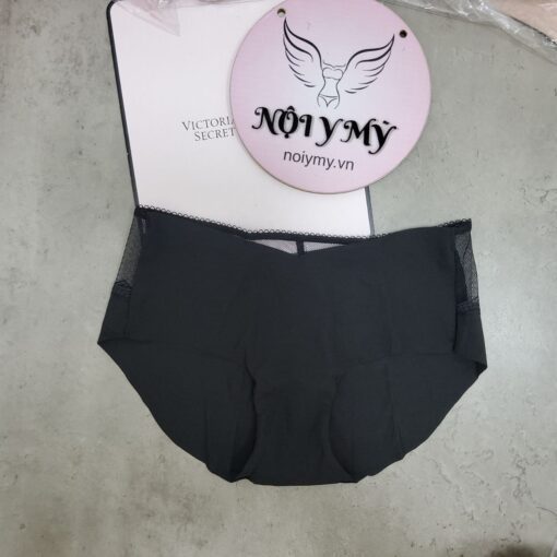 Quần lót Victoria Secret nguyên mông thun lạnh không viền phối ren màu đen 417668qb4