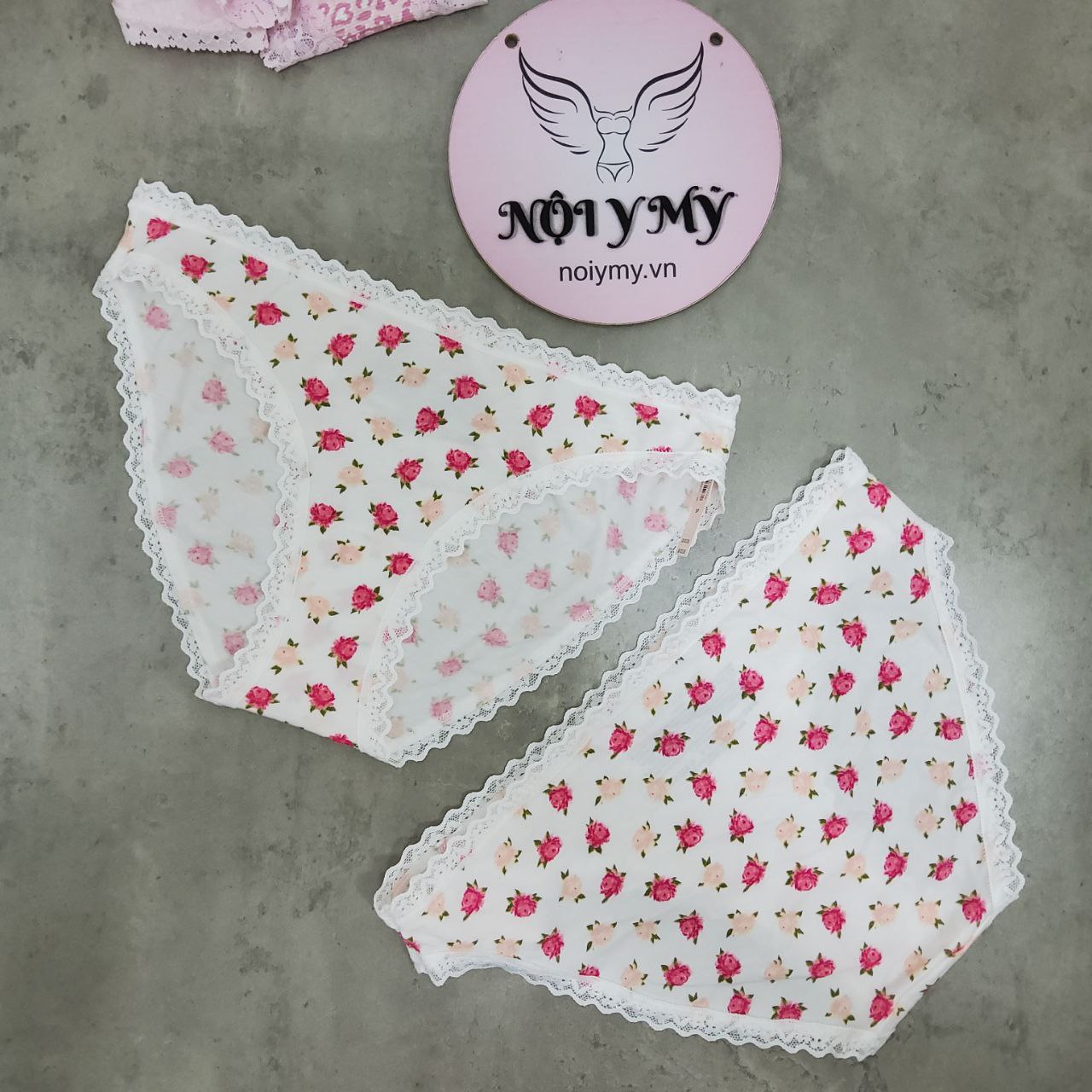Quần lót Victoria’s Secret bikini cotton viền ren màu trắng hoa 27066608