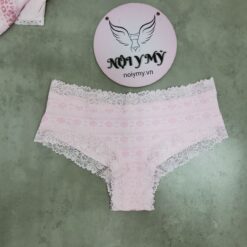 Quần lót Pink nửa mông thun cotton phối ren màu hồng hoạ tiết 27171823
