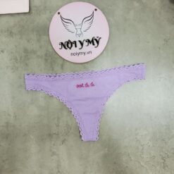 Quần lót Victoria Secret lọt khe thun cotton viền ren màu tím hoạ tiết 418985qew