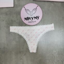 Quần lót Victoria Secret lọt khe thun cotton viền ren màu trắng hoạ tiết 418985qr2