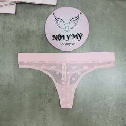 Quần lót Victoria Secret lọt khe ren lưới lưng logo màu hồng 428783qax