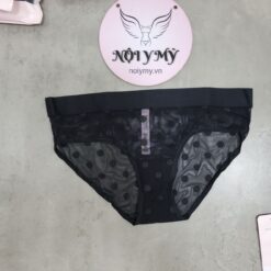 Quần lót Pink nguyên mông ren lưới lưng logo màu đen bi 428794qb4
