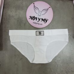 Quần lót Victoria’s Secret nguyên mông thun cotton lưng đính đá màu trắng 431951qbf (Copy)