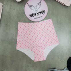 Quần lót Victoria Secret nguyên mông lưng cao thun lạnh không viền màu hồng hoạ tiết 429835