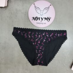 Quần lót Victoria’s Secret bikini cotton viền ren màu đen hoạ tiết 417814