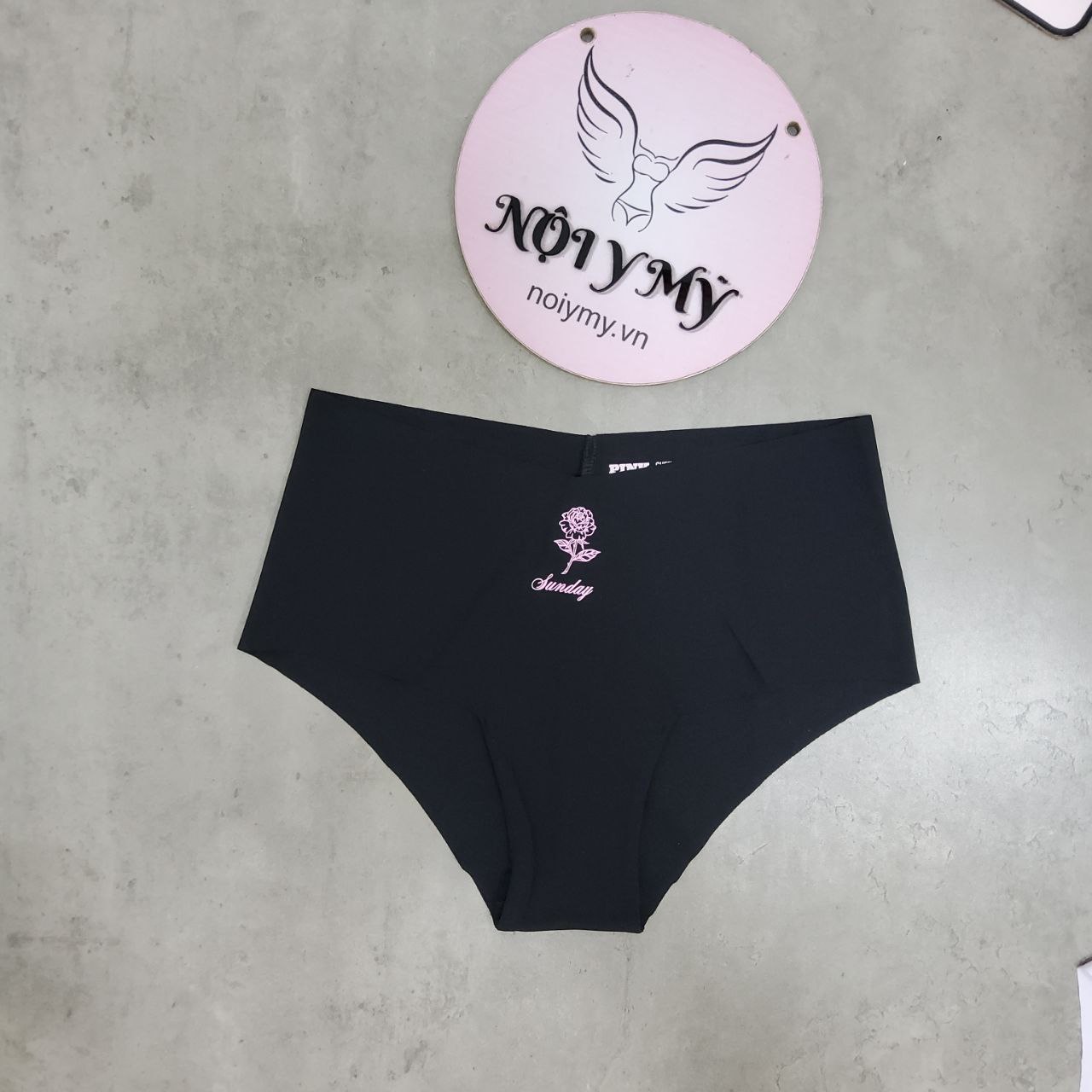 Quần lót Pink nửa mông thun lạnh không viền màu đen sunday 416227