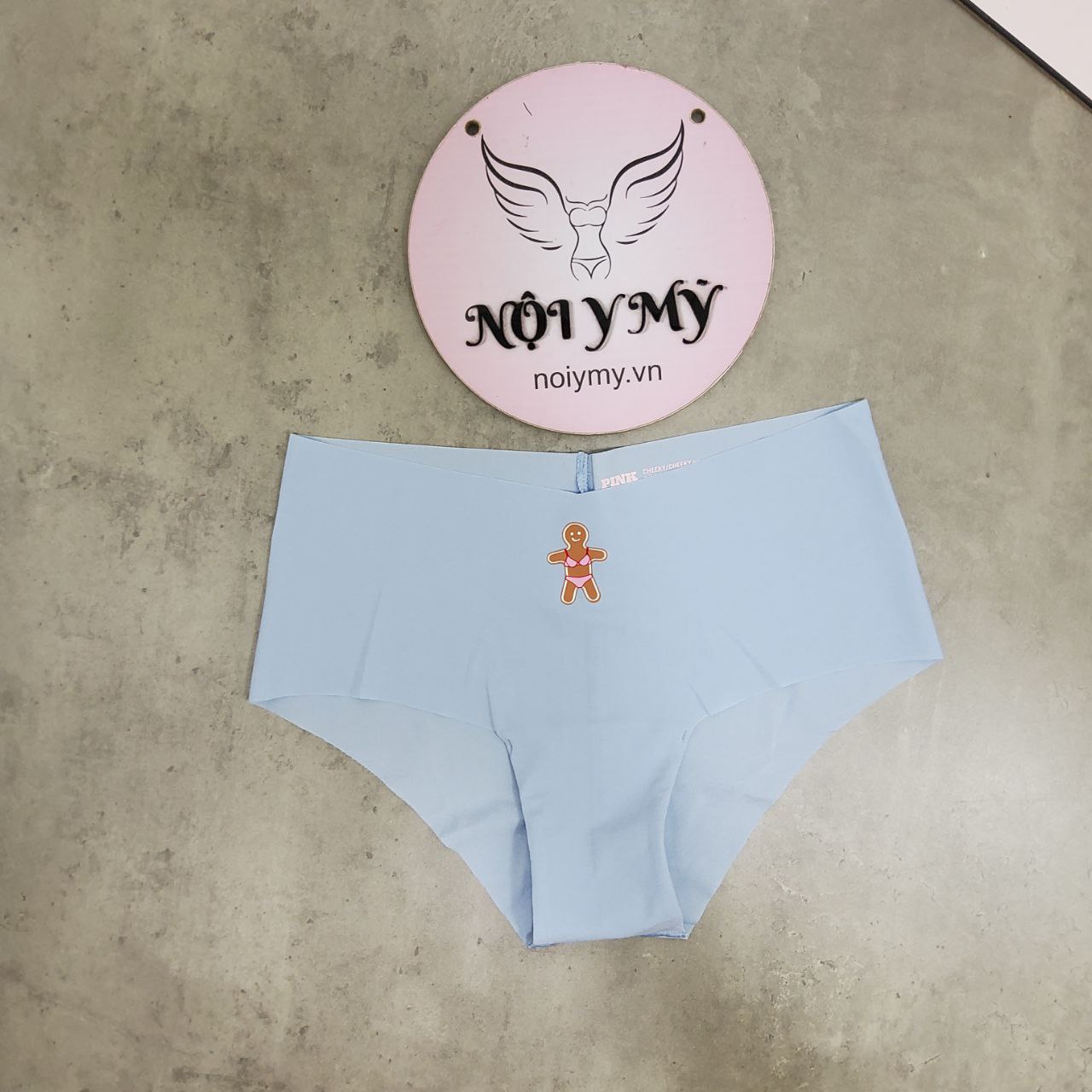 Quần lót Pink nửa mông thun lạnh không viền màu xanh biển hoạ tiết 416277