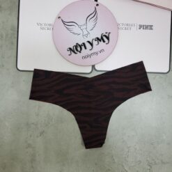 Quần lót Victoria’s Secret lọt khe thun lạnh không viền màu nâu vân đen 424626