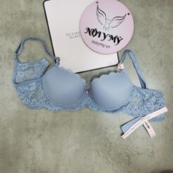 Áo lót Victoria Secret Dream Angels không nâng mút mỏng thun lạnh phối ren màu xanh xám 27128183