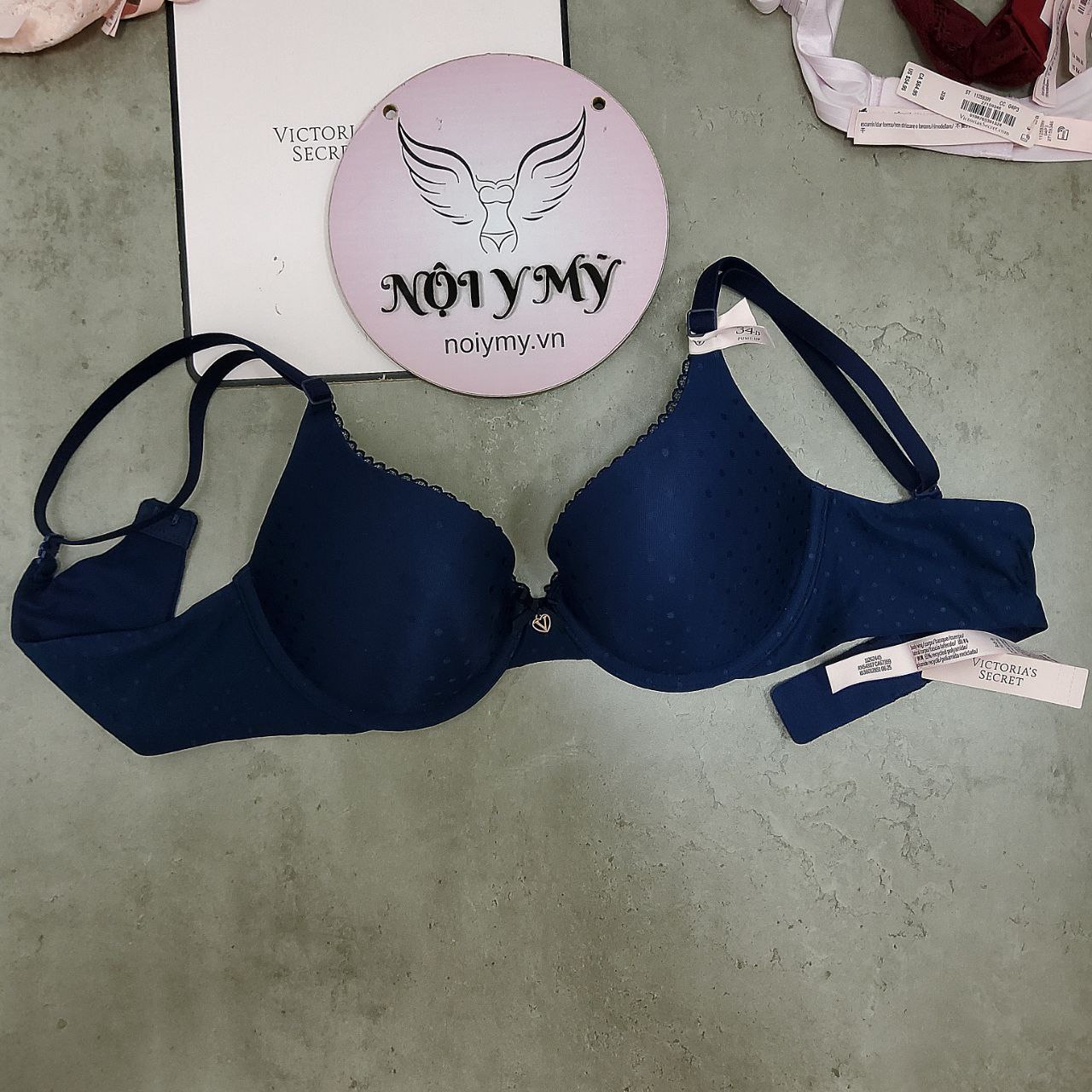 Áo lót Victoria’s Secret nâng nhẹ thun lạnh màu xanh navy chấm bi 27155533