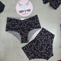 Quần lót Pink nửa mông thun lạnh không viền màu đen hoạ tiết 27172017 (Copy)