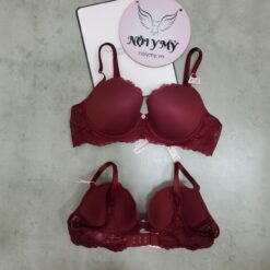 Áo lót Victoria Secret Dream Angels không nâng mút mỏng thun lạnh phối ren màu đỏ đô 27176387