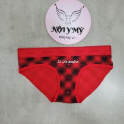 Quần lót Pink nguyên mông thun cotton lưng logo màu đỏ caro đen 27179635 (Copy)