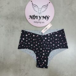 Quần lót Victoria Secret nửa mông thun lạnh không viền màu đen hoạ tiết 27186264 (Sao chép)