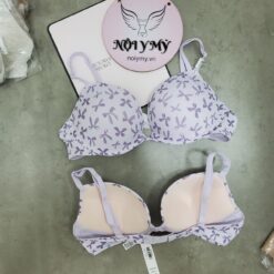 Áo lót Pink nâng nhiều thun cotton viền ren màu xám kim sa 430640qcq