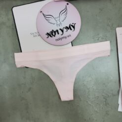 Quần lót Victoria Secret lọt khe thun cotton lưng logo màu hồng 415830qgy