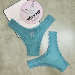 Quần lót Victoria Secret nửa mông thun lạnh phối ren màu xanh ngọc sẫm 417746qjv