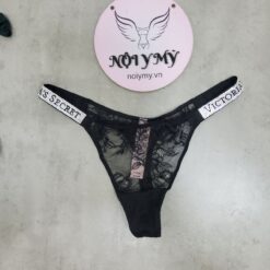 Quần lót Victoria Secret lọt khe dây ren đính đá màu đen 418814qf7
