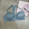 Áo lót Victoria Secret nguyên ngực không nâng mút mỏng cài trước thun lạnh màu xanh dương xám 423594qd2