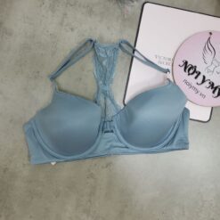 Áo lót Victoria Secret nguyên ngực không nâng mút mỏng cài trước thun lạnh màu xanh dương xám 423594qd2
