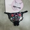 Quần lót Victoria Secret bikini ren lưới hở đáy màu đen thêu hoa 426019qca