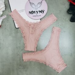 Quần lót Victoria Secret nửa mông thun lạnh phối ren màu hồng nude 427746qky (Copy)