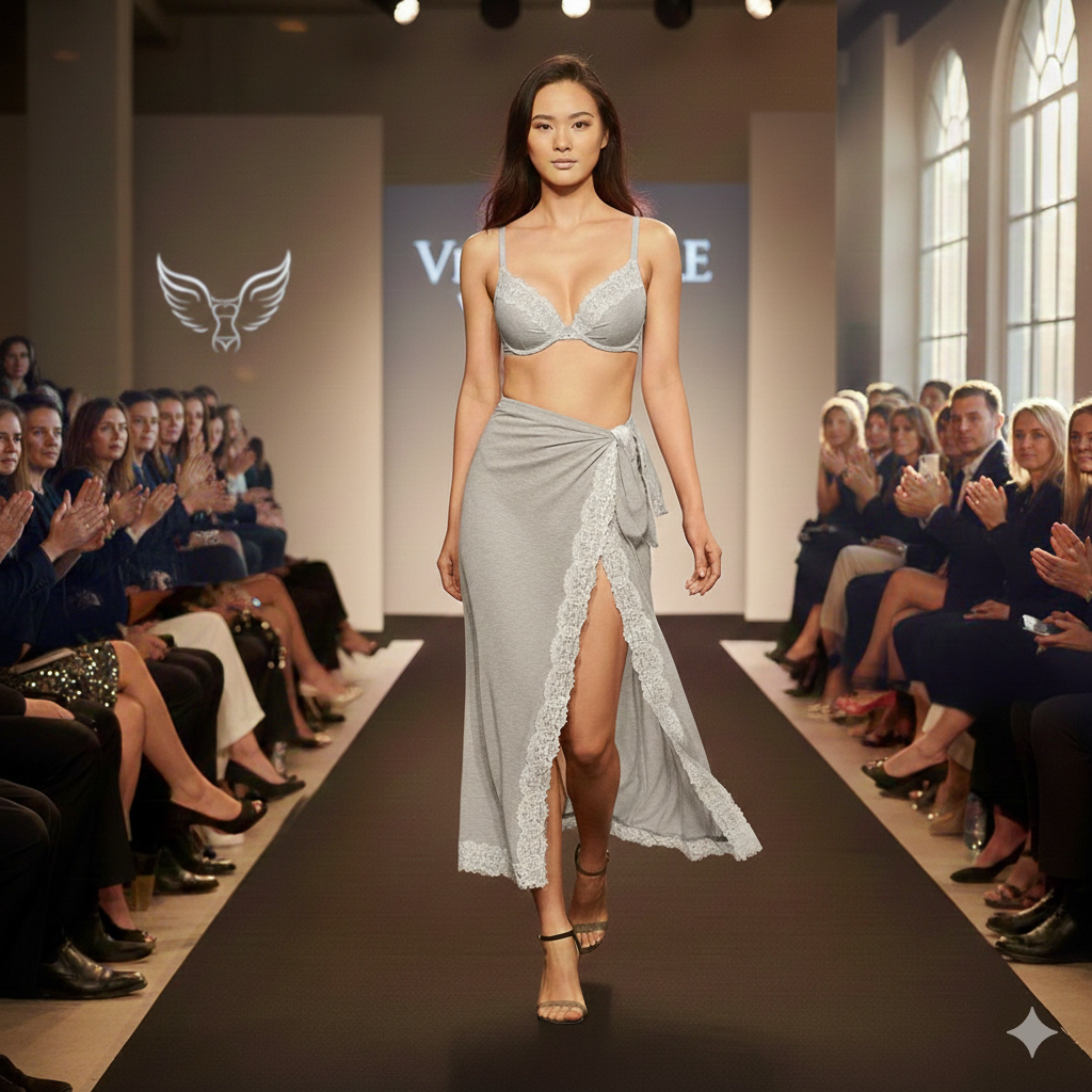 Áo lót Pink nâng vừa thun cotton viền ren màu xám 430635qcq