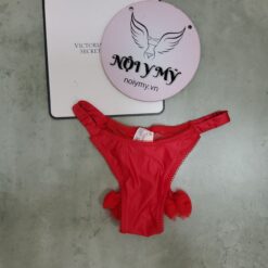 Quần lót Victoria Secret nửa mông lưng cao thun lạnh phối ren phía sau đính nơ màu đỏ 431451qd4