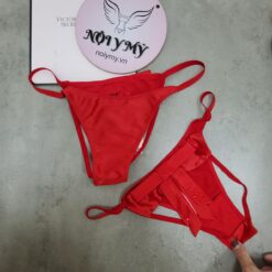Quần lót Victoria Secret bikini satin hở mông màu hồng sọc 431516spc