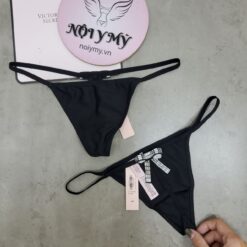 Quần lót Victoria Secret lọt khe satin phía sau nơ đá màu đen 431527qb4