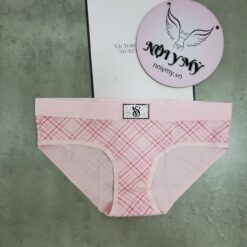 Quần lót Victoria’s Secret nguyên mông thun cotton lưng đính đá màu hồng caro 431590qe2