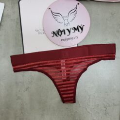 Quần lót Victoria Secret lọt khe ren lưng logo màu hồng kim sa 431754spy