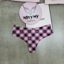 Quần lót Pink lọt khe thun lạnh không viền màu caro hồng 416223 (Sao chép)