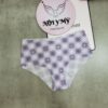 Quần lót Pink nửa mông thun lạnh không viền màu caro tím 416227