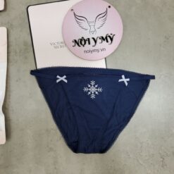 Quần lót Victoria’s Secret bikini dây thun cotton màu xanh dương hoạ tiết 431716