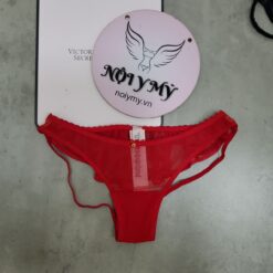 Quần lót Victoria Secret nửa mông ren lưới viền bèo phối chuông màu đỏ 431525qd4