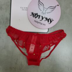 Quần lót Victoria Secret nửa mông ren lưới viền bèo phối chuông màu đỏ 431525qd4