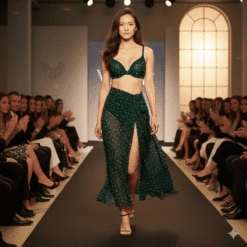 Áo lót Pink nâng nhiều thun cotton viền ren màu xanh lá hoạ tiết 428206qak