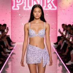 Áo lót Pink nâng nhiều thun cotton viền ren màu xám kim sa 430640qcq